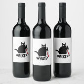 Étiquette Pour Bouteilles De Vin Chat Qu'est-ce que_ Drôle Chat Noir  (Bouteilles)