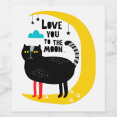 Étiquette Pour Bouteilles De Vin Chat sur la lune (Étiquettes simples)