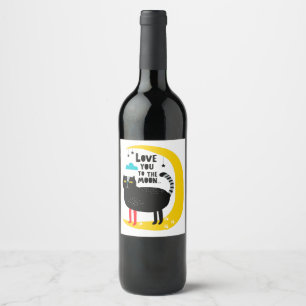 Étiquette Pour Bouteilles De Vin Chat sur la lune