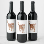Étiquette Pour Bouteilles De Vin Chat Tabby Orange (Bouteilles)