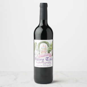 Étiquette Pour Bouteilles De Vin Château de Fairy Tale et Aquarelle de Cheval Blanc