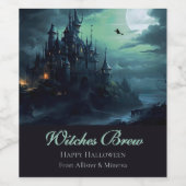 Étiquette Pour Bouteilles De Vin Château des Sorcières Halloween (Étiquettes simples)