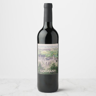 Étiquette Pour Bouteilles De Vin Château Retro Neuschwanstein en Allemagne