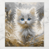 Étiquette Pour Bouteilles De Vin Chaton blanc précieux (Étiquettes simples)