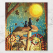 Étiquette Pour Bouteilles De Vin Chats de champignons (Étiquettes simples)