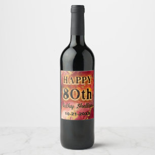 Étiquette Pour Bouteilles De Vin Chaud flamant rouge et or 80e anniversaire