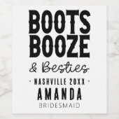 Étiquette Pour Bouteilles De Vin Chaussures de Bachelorette à Nashville, Alcool, Am (Étiquettes simples)