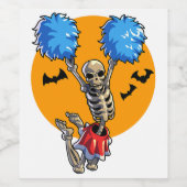 Étiquette Pour Bouteilles De Vin Cheerled Skeleton Halloween Cheer Maman Filles Wo (Étiquettes simples)