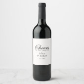 Étiquette Pour Bouteilles De Vin Cheers Elegant Script Wedding White Wine Label (Devant)