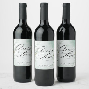 Étiquette Pour Bouteilles De Vin Cheers to Love - Elégant Étiquette de vin de maria