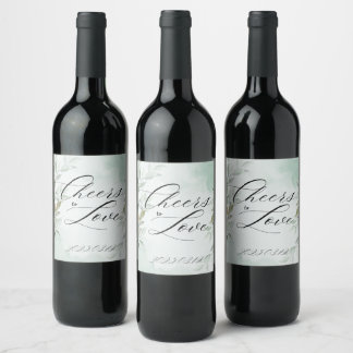 Étiquette Pour Bouteilles De Vin Cheers to Love - Elégant Étiquette de vin de maria