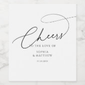Étiquette Pour Bouteilles De Vin Cheers Typographie de l'écriture Blanc Mariage (Étiquettes simples)