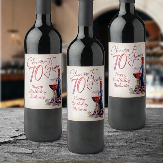 Étiquette Pour Bouteilles De Vin Cheers Wine 70e anniversaire