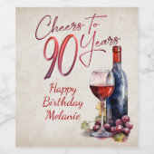 Étiquette Pour Bouteilles De Vin Cheers Wine 90e anniversaire (Étiquettes simples)