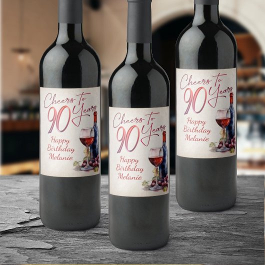 Étiquette Pour Bouteilles De Vin Cheers Wine 90e anniversaire