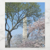 Étiquette Pour Bouteilles De Vin Cherry Blossoms et le monument de Washington à DC (Étiquettes simples)