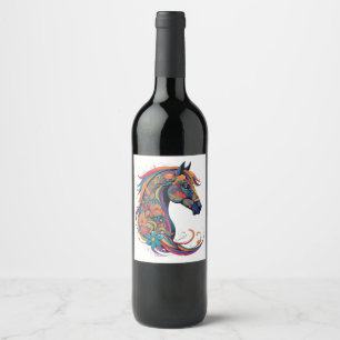 Étiquette Pour Bouteilles De Vin Cheval abstrait coloré