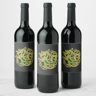 Étiquette Pour Bouteilles De Vin Cheval celte en or complexe