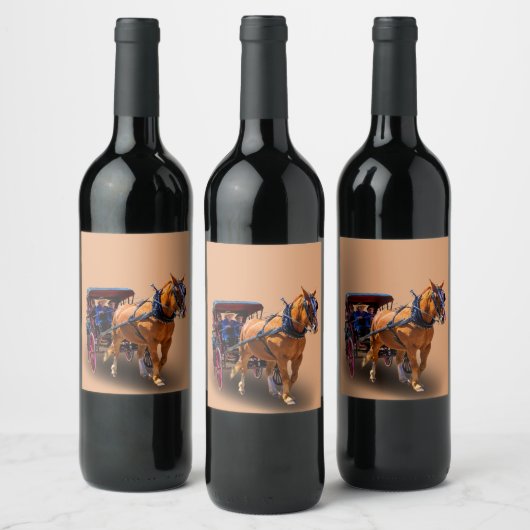 ÉTIQUETTE POUR BOUTEILLES DE VIN CHEVAL ET TRANSPORT (Bouteilles)