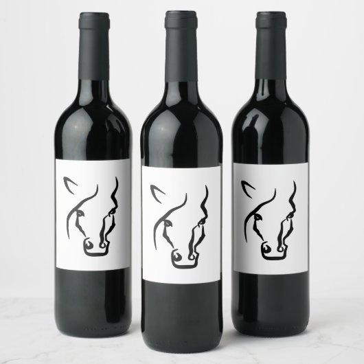 Étiquette Pour Bouteilles De Vin Cheval noir et blanc (Bouteilles)
