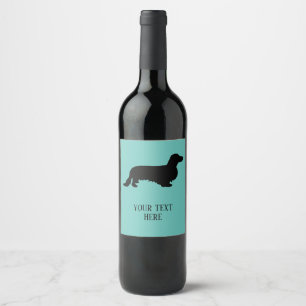 Étiquette Pour Bouteilles De Vin Cheveux longs Dachshund - Silhouette 1