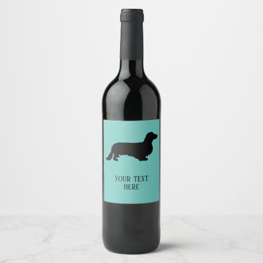Étiquette Pour Bouteilles De Vin Cheveux longs Dachshund - Silhouette 1 (Devant)