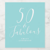 Étiquette Pour Bouteilles De Vin Chic 50 Fabuleux Nom bleu 50e anniversaire (Étiquettes simples)