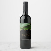 Étiquette Pour Bouteilles De Vin Chic Agate Geode Green Gold 70e fête d'anniversair (Devant)