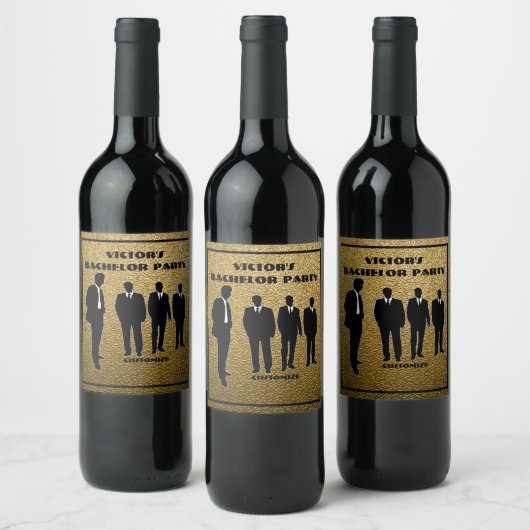 Étiquette Pour Bouteilles De Vin Chic Black & Gold (Bouteilles)