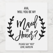 Étiquette Pour Bouteilles De Vin Chic blanc noir serez-vous ma femme d'honneur (Étiquettes simples)