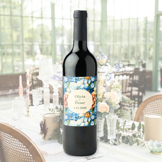 Étiquette Pour Bouteilles De Vin Chic Bold Floral Wedding