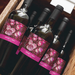 Étiquette Pour Bouteilles De Vin Chic Bold Parties scintillant rose Retro Mariage d