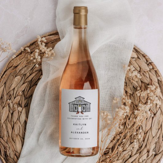 Étiquette Pour Bouteilles De Vin Chic Fall Grange avec Mariage Citrouille