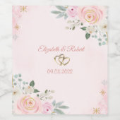 Étiquette Pour Bouteilles De Vin Chic Fleurs d'aquarelle Mariage de flocons de neig (Étiquettes simples)