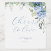 Étiquette Pour Bouteilles De Vin Chic Floral Blue Hydrangea Mariage d'événement (Étiquettes simples)