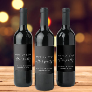 Étiquette Pour Bouteilles De Vin Chic Heureusement Jamais Après Noir Mariage Récept