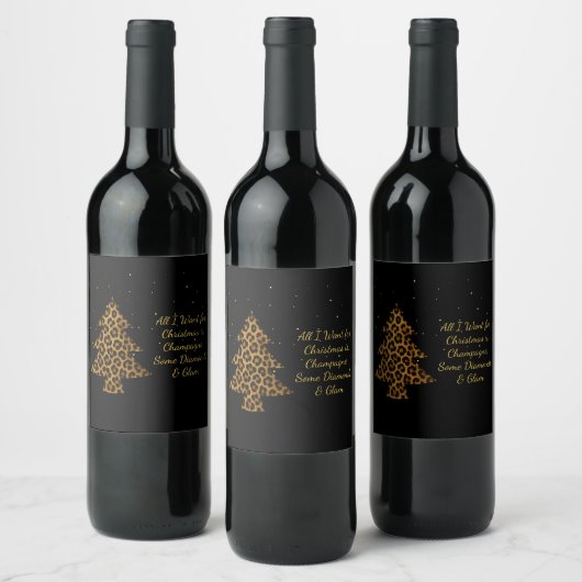 Étiquette Pour Bouteilles De Vin Chic Holiday Leopard Tree Design (Bouteilles)