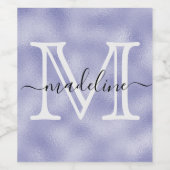 Étiquette Pour Bouteilles De Vin Chic Lavande Violet Feuille Élégant Monogramme  (Étiquettes simples)