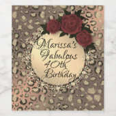 Étiquette Pour Bouteilles De Vin Chic Leopard Rose Fabuleux 40e anniversaire (Étiquettes simples)