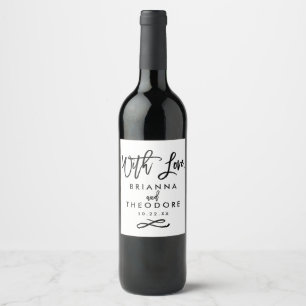 Étiquette Pour Bouteilles De Vin Chic Mariage Lettré À La Main Avec Amour