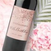 Étiquette Pour Bouteilles De Vin Chic Monogram Rose Gold Foil Parties scintillant 9