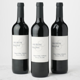 Étiquette Pour Bouteilles De Vin Chic noir et ivoire Couple Monogramme