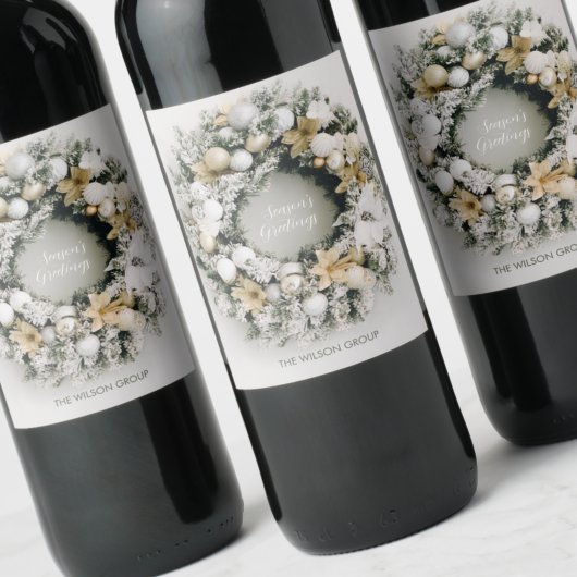 Étiquette Pour Bouteilles De Vin Chic Pine Noël Wreath Vin Étiquette