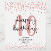 Étiquette Pour Bouteilles De Vin Chic Rose Parties scintillant or HEUREUX 40e anniv (Étiquettes simples)