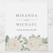 Étiquette Pour Bouteilles De Vin CHIC ROSES BLANCHES FLEURS Monogramme botanique (Étiquettes simples)