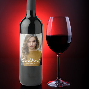 Étiquette Pour Bouteilles De Vin Chic White Script superposer photo moderne Graduat