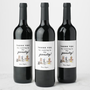 Étiquette Pour Bouteilles De Vin Chien chiot Anniversaire Pawty Favoriser Tags