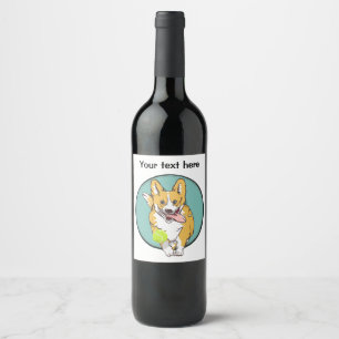 Étiquette Pour Bouteilles De Vin Chien de Corgi courant
