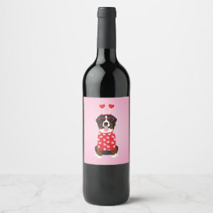 Étiquette Pour Bouteilles De Vin Chien de montagne de Saint-Valentin Bernese