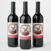 Étiquette Pour Bouteilles De Vin Chien de taureau français Valentines (Bouteilles)